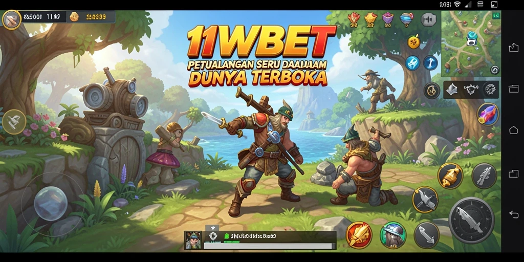 Screenshot gameplay 11WBET menampilkan eksplorasi dunia terbuka yang luas.