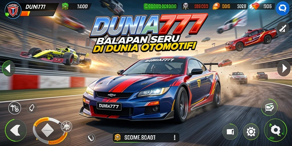 Screenshot gameplay <strong>DUNIA777</strong> menampilkan aksi balapan yang seru dan intens.