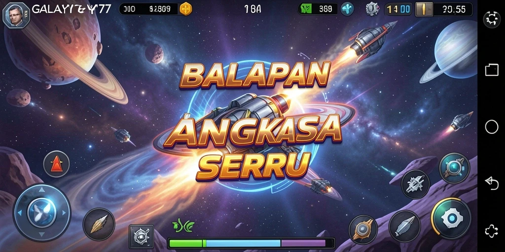 Tangkapan layar menunjukkan balapan seru di luar angkasa dengan kendaraan futuristik.