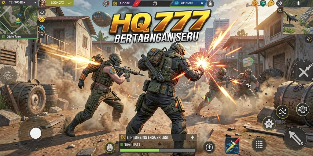Tangkapan layar gameplay seru di HQ777 dengan aksi Battle Royale.