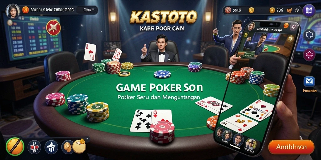 Tampilan gameplay KASTOTO dengan aksi permainan Poker yang menarik.