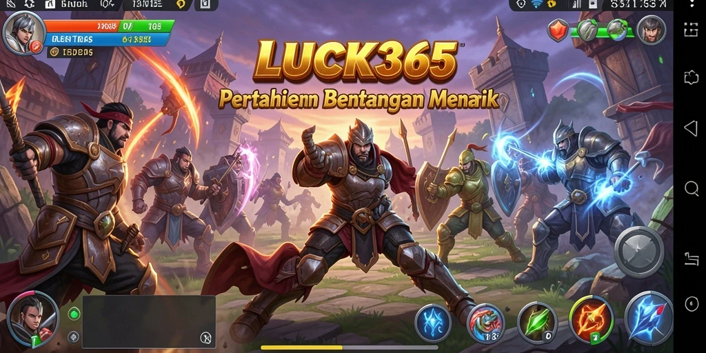 Screenshot utama LUCK365 menampilkan pertarungan Tower Defense yang seru.