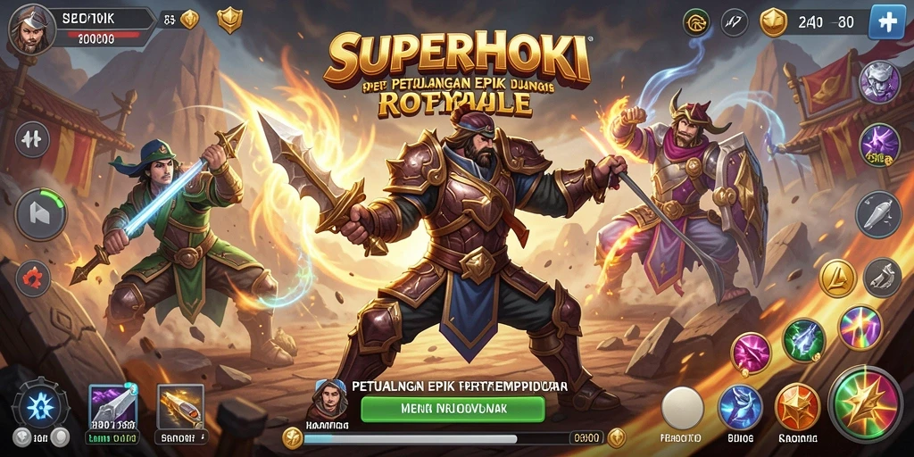Tampilan gameplay seru di arena Battle Royale SUPERHOKI.