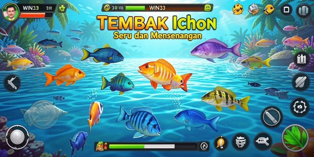 Tampilan gameplay WIN33 menampilkan aksi menembak ikan yang mengasyikkan.